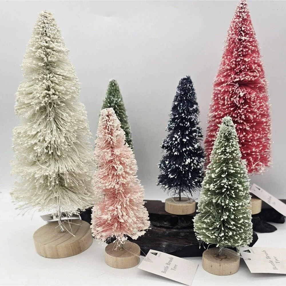 6 ~Bottle Brush Christmas Trees Green White Pinks Navy- Target